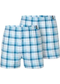 Heren Boxershorts antraciet/topaas geruit Maat 8