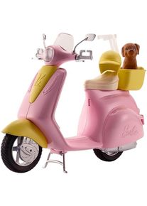 Barbie Pink & Yellow Scooter Moped With Puppy & Helmet