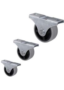 Siso CASTOR fixed castor, grey, for hard floors, Ø 32 mm