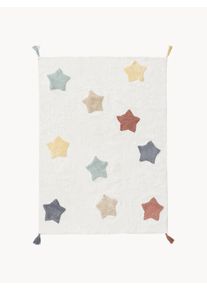 benuta Tapete para crianças em algodão artesanal lavável Stars Branco, Multicolor Algodão L 120 x C 170 cm (tamanho S)