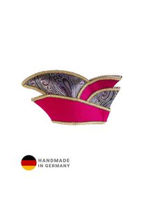 maskworld Mini cappellino rosa con inserto in broccato e finiture dorate