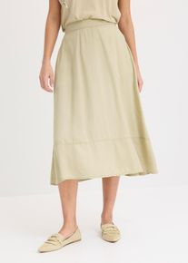 bonprix Mujer, Falda midi de tencel sin cierre, verde, 44