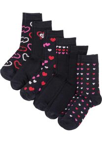 bonprix Mujer, Calcetines de mujer (6 pares), negro, 39-42