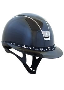 Samshield Riding Helmet MS 2.0 SG,FB Flwr Sw Jelry Majestic Blu,Trim Chrme Slvr,Blason Crys Fab Slvr