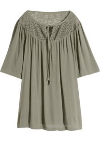 Damer Tunika med virkad spets khaki Gr&ouml;&szlig;e 48