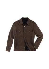 Portuguese Flannel Pied-de-poule overhemd, 48 - bruin/navy, in Wolle