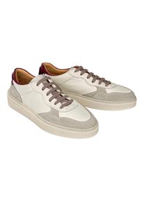 Sneaker noble basique Ducanero®, 36 - Blanc/Taupe/Rouge bordeaux, Leder