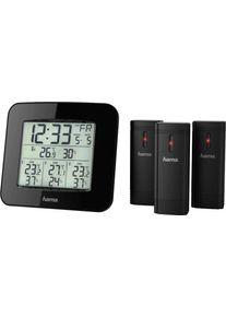 Hama Wetterstation »Wetterstation "Ews-Trio", Mit Drei SensorenMit 3 Sensoren« schwarz , Automatische Zeitanpassung an die genaueste Uhr der Welt