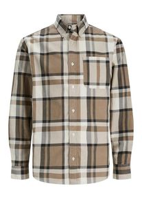 Jack & Jones JACK & JONES Heren Overhemd 'Brook' beige / donkerbeige / zwart XS