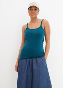 Lange spaghetti top met biologisch katoen (set van 2) - petrol - maat 56/58 (3XL) - met katoen - bonprix