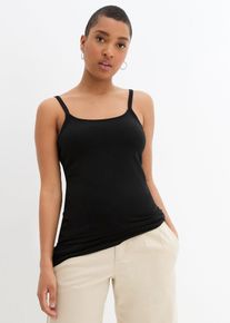 Lange spaghetti top met biologisch katoen (set van 2) - zwart - maat 56/58 (3XL) - met katoen - bonprix