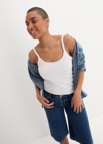 Lange spaghetti top met biologisch katoen (set van 2) - wit - maat 56/58 (3XL) - met katoen - bonprix