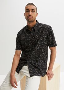 Overhemd met korte mouwen - zwart - maat 45/46 (XXL) - met katoen - bonprix