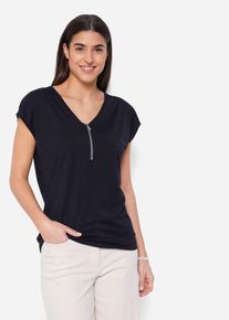 Shirt met ritssluiting korte mouw - zwart - maat 36/38 (S) - viscose - bonprix
