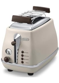 De'Longhi DeLonghi Icona Vintage CTOV2103.BG Zwei-Schlitz-Toaster, 900W, creme