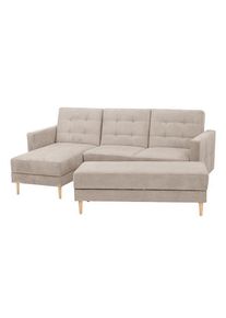 Tchibo - Federkern-Eckschlafsofa »Just More« mit Stauraumbank - 222x144x92cm - Polyester / Leder / Buchenholz