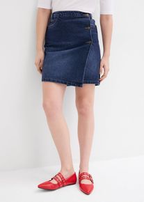 Jeansrock Wickeloptik, blau, Größe 52, mit Baumwolle, bonprix