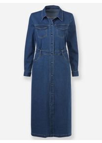 Heine Damen Jeanskleid mit Knopfleiste in blue-bleached ,Größe 44, Witt, 72% Baumwolle, 27% Polyester, 1% Elasthan
