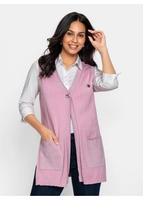 Dames Mouwloos vest met glittersteentjes en glansgaren in roze ,maat 36, WITT, 78% Katoen, 20% Polyester, 2% gemetalliseerd garen