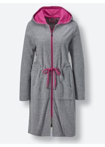 feel good Dames Badjas in grijs gemêleerd/fuchsia ,maat 36/38, Witt, 50% Katoen, 50% Polyester