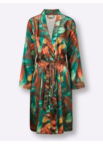 wäschepur Dames Ochtendjas in appel/oranje bedrukt ,maat 36/38, Witt, 100% Polyester