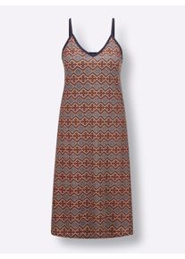 wäschepur Dames Nachthemd in oranje/marine bedrukt ,maat 36/38, Witt, 50% Katoen, 50% Viscose