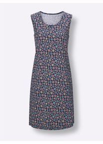 wäschepur Dames Nachthemden in marine + marine geprint ,maat 36/38, Witt, 100% Katoen