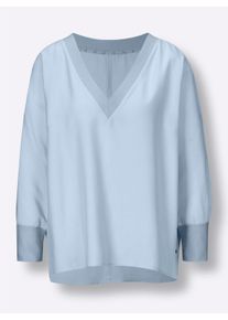 CREATION L PREMIUM Damen Langarmbluse mit Fledermaus-&Auml;rmeln in hellblau ,Gr&ouml;&szlig;e 50, Witt, 100% Modal