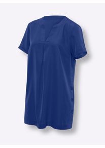 Dames Lange blouse met grote plooi in koningsblauw ,maat 38, WITT, 100% Polyester