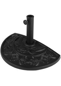 Casaria Halve Parasolvoet Zwart Gietijzer-Look Bloemen Motief