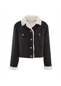 Veste en jean et peluche Bella Dahl, 36 - Noir, Baumwolle