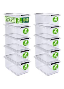 Deuba Opbergbox Transparant Set van 10 19,5x15x11,5cm 2L