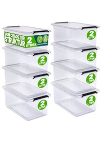 Deuba Opbergbox Transparant Set van 8 20x15x12cm 2L