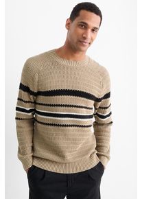 C&Amp;A Sweter-w paski-z fakturą, Beżowy, Rozmiar: M