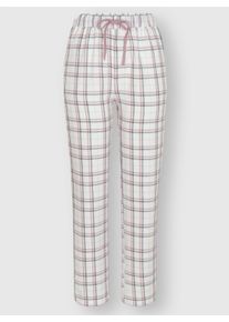 wäschepur Dames Pyjama-Broek in ecru/mauve geruit ,maat 36/38, Witt, 100% Katoen