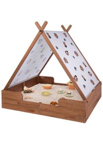 Muddy Buddy® Sandkasten »Safari Seeker«, Mit Zelt, Kakaobraun braun, Größe B/H/L: 120 cm x 140 cm x 140 cm - B/H/L: 120 cm x 140 cm x 140 cm,...