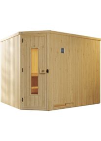 Weka Sauna »Varberg« Set, 7,5 kW Bio-Ofen mit digitaler Steuerung in beige