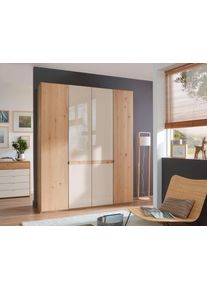 Wiemann Drehtürenschrank »Bari«, Mit Glasfront Und Massivholz-Absetzungen weiß, Größe B/H/T: 197,3 cm x 216 cm x 58 cm B/H/T: 197,3 cm x 216 cm x...