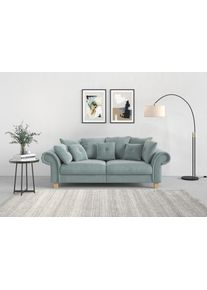 Home Affaire Big-Sofa »Queenie Megasofa«, (2 St.), Mit Weichem Sitzkomfort Und Zeitlosem Design, Viele Kuschelige Kissen blau, Größe B/H/T: 242 cm...