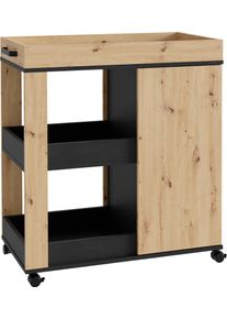 FORTE Barschrank, Höhe Ca. 88,5 Cm schwarz, Größe B/H/T: 77,4 cm x 88,2 cm x 42 cm B/H/T: 77,4 cm x 88,2 cm x 42 cm , moderner Barschrank auf Rollen