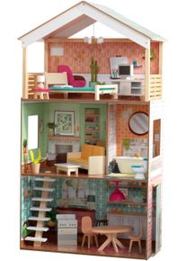 KidKraft® Puppenhaus »Dottie«, Inklusive Möbel bunt, Stabiles Puppenhaus aus MDF mit Treppe