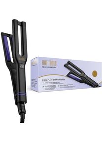 Hot Tools Glätteisen »Zweiplatten-Haarglätter«, Holzkohle Keramic schwarz, INNOVATIVER ZWEIPLATTEN-HAARGLÄTTER: 75 % SCHNELLERE ERGEBNISSE Stellen...