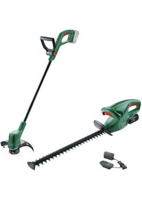 Bosch Home and Garden Bosch Home & Garden Akku-Heckenschere »Easyhedgecut 18-45+Easygrasscut 18«, Im Set Mit Akku-Rasentrimmer, Akku 18v/2,5 Ah Und Ladegerät grün ,...
