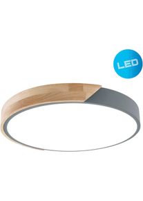 Näve Näve Led Deckenleuchte »Borneo«, 1 Flammig-Flammig, Rund, Led, Rand Teils /Teils Eichenholz, Lichtfarbe Warmweiß grau, Größe Ø 31,00 cm Höhe: 5,00...