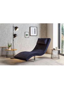 Salesfever Relaxsessel blau, Größe B/H/T: 60 cm x 83 cm x 200 cm Samtvelours Samtvelours, Extravagante Relaxliege mit angesagtem Samtbezug
