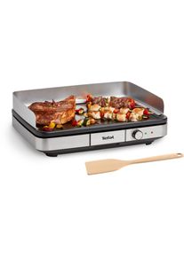 Tefal Tischgrill »cb690d Maxi Plancha Xxl«, 2300 W, Antihaftbeschichtet, Inkl. Abnehmbarem Windschutz + Holzspatel silberfarben, Elektro-Tischgrill...
