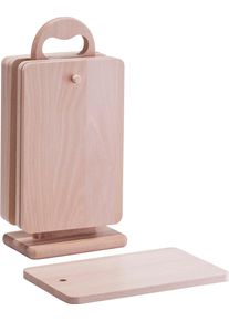 zeller Present Schneidebrett, (Set, 7 St.) beige, Größe B/H/L: 9 cm x 31 cm x 15 cm B/H/L: 9 cm x 31 cm x 15 cm , Brettchenständer inkl. 6 Brettchen