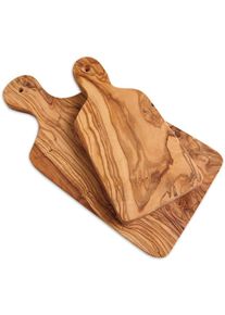 Olivenholz-Erleben Schneidebrett, (Set, 2 St.) braun , Schneidbrett-Set