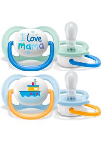 Philips Avent Schnuller »scf080/01«, (Set, Doppelpack), Kiefergerecht Geformter Sauger, 0 Bis 6 Monate Mit Sterilisationsbox blau - N-Gr,...