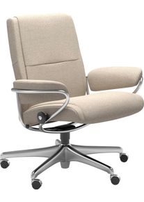 stressless® Relaxsessel »Paris«, Low Back, Mit Home Office Base, Gestell Chrom beige, Größe B/H/T: 80 cm x 97 cm x 69 cm ROHLEDER Stoff Q2 FARON...